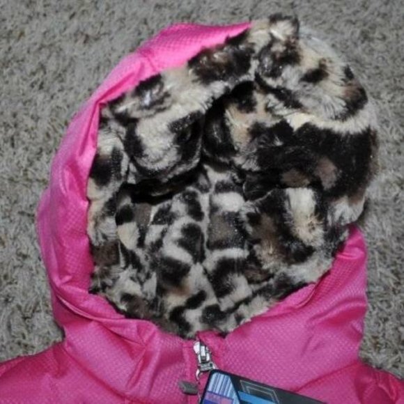*Winter Jacket 24 months ZeroXposur Pink Leopard Trim Hooded Quilted Zip Girls - Picture 3 of 7
